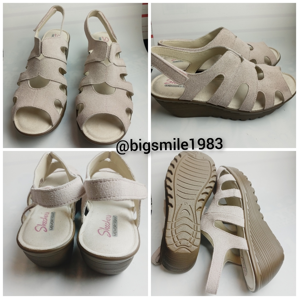 SKECHERS SUEDE  MEMORY FOAM SANDALS SIZE 9.5